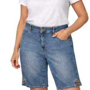 Gloria Vanderbilt 16W Plus Slimming Capri Jeans Studded Medium Wash